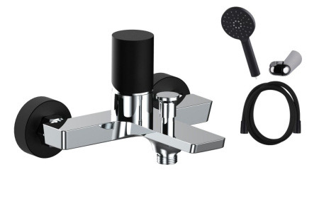 Смеситель AQG Tube 01TUB421NC настенный хром/черный матовый