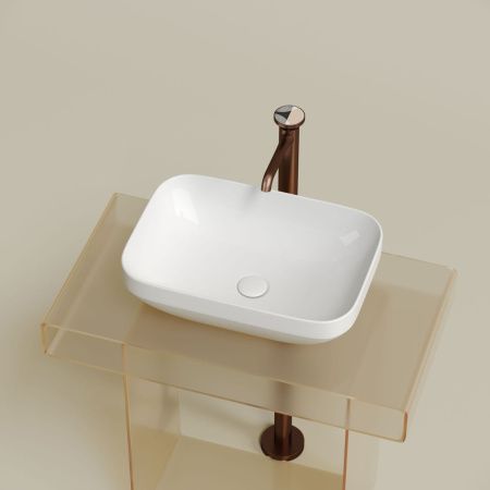 Раковина из сантехнического фарфора Ceramica Nova ELEMENT CN6055 50х40 накладная цвет белый без отверстий под смеситель