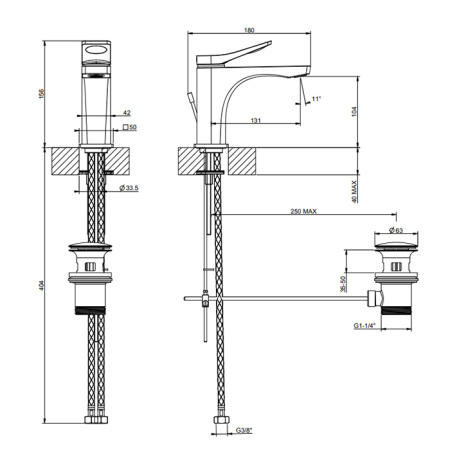Смеситель Gessi Rilievo 59005#299 на раковину черный
