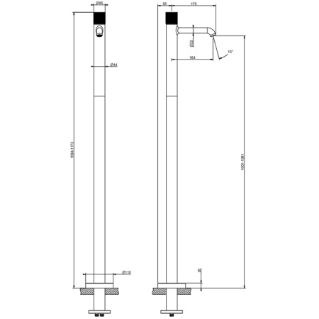 Смеситель для раковины Gessi Habito 70695#706 напольный черный