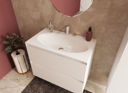 Раковина из искусственного камня Эстет Мальта Люкс ФР-00014692 80х50 накладная цвет белый 1 отверстие под смеситель