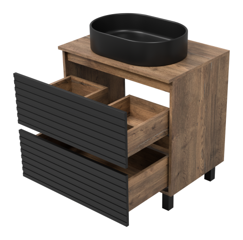 Тумба под раковину Brevita Dakota DAK-07070-19/02-2Я 70х48х62 напольная цвет черный/коричневый - фото 4
