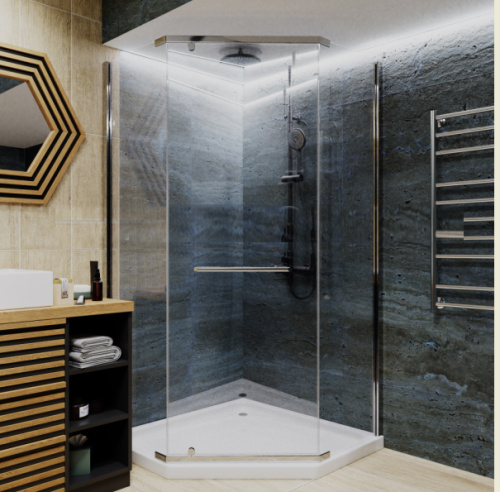 Душевой уголок Cerutti SPA CHIKA ZP101T 100х100 стекло прозрачное профиль хром глянцевый - фото 4