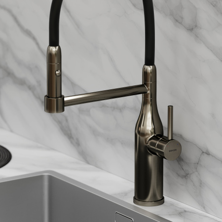 Смеситель для кухни Sancos Pride SC4011GG на мойку вороненая сталь/черный