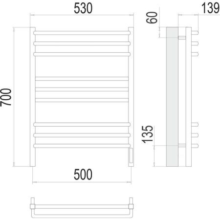 Полотенцесушитель электрический Terminus 4670078531490 55х70 хром