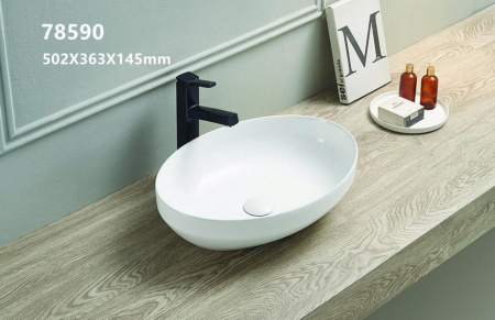 Раковина из санфаянса CeramaLux 78590 50х36 накладная цвет белый