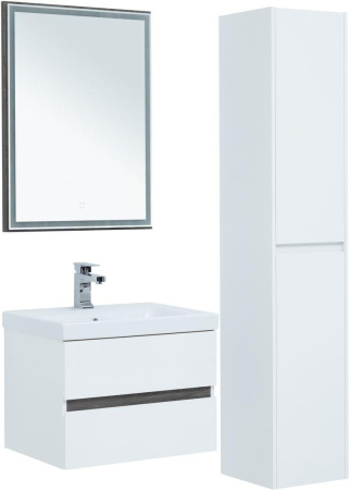 Тумба под раковину Aquanet Беркли 00254289 59х45х42 подвесная цвет белый/темное дерево