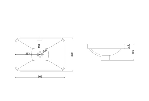 Раковина из фаянса Velvex 78441 58х39 полувстраиваемая цвет белый без отверстий под смеситель - фото 3