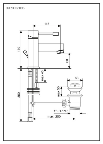Смеситель Emmevi Eden 71003/CR на раковину хром - фото 2