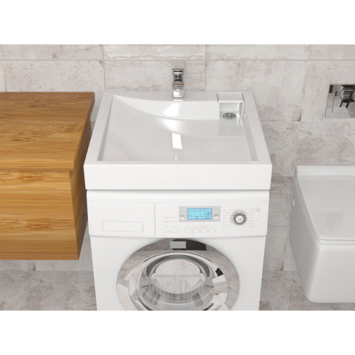 Раковина из искусственного мрамора Altasan LUX UPP60LUXs 60х60 над стиральной машиной цвет белый 1 отверстие под смеситель - фото 4 Раковина из искусственного мрамора Altasan LUX UPP60LUXs 60х60 над стиральной машиной цвет белый 1 отверстие под смеситель - фото 4