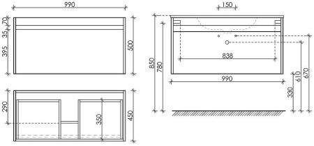 Тумба под раковину Sancos Smart SM100W 100х50 подвесная цвет белый