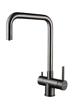Смеситель для кухни Paulmark WETTER We213030-GM на мойку вороненая сталь