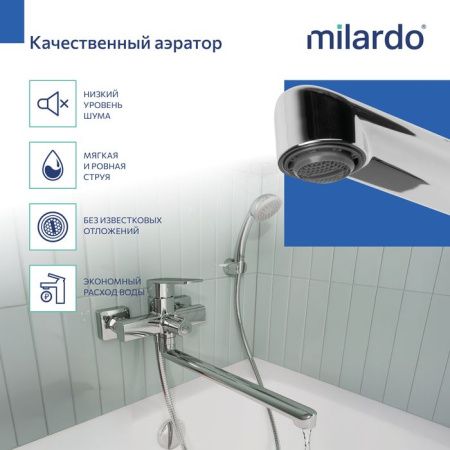 Смеситель для ванны Milardo Poli POLSB00M10 настенный хром