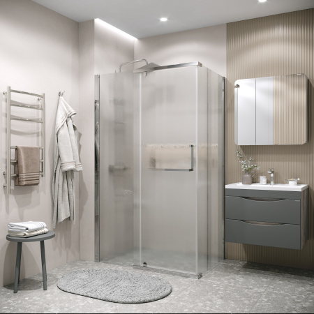 Душевая перегородка Grossman Pragma 200.K33.03.80.10.02 80х195 стекло текстурное профиль хром глянцевый