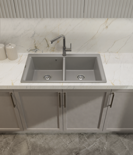Кухонная мойка Rivelato AXEL X-90-2D grigio metallizza 87х52 цвет серый металлик - фото 5