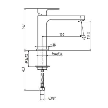 Смеситель Gattoni Kubik 2581/25C0 на раковину хром без термостата