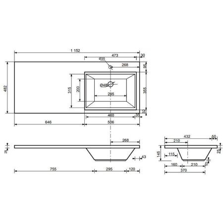 Тумба с раковиной Эстет Dallas Luxe 115 ФР-00002297 50х60 подвесная цвет белый