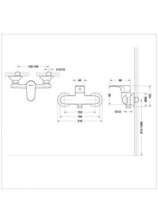 Смеситель для душа Bravat Alfa F9120178BC-01 настенный черный