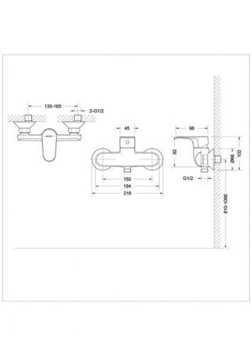 Смеситель для душа Bravat Alfa F9120178BC-01 настенный черный - фото 2