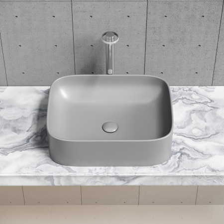 Раковина из сантехнического фарфора Ceramica Nova ELEMENT CN6052MH 51х38 накладная цвет антрацит матовый без отверстий под смеситель