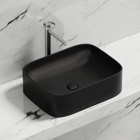 Раковина из сантехнического фарфора Ceramica Nova ELEMENT CN6052MB 51х38 накладная цвет черный матовый без отверстий под смеситель
