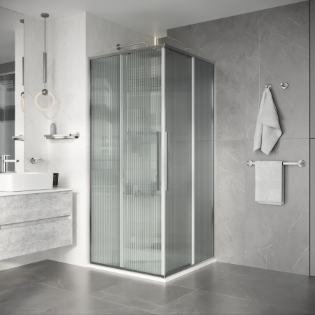 Душевой уголок Niagara Nova NG-4623-34 90х90 стекло рифленое профиль хром глянцевый без поддона