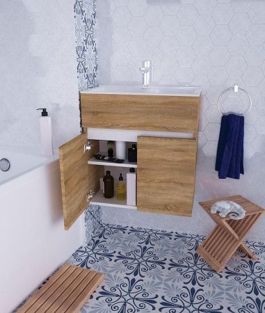 Тумба с раковиной 1MarKa Mira У75337 60х30 подвесная цвет коричневый