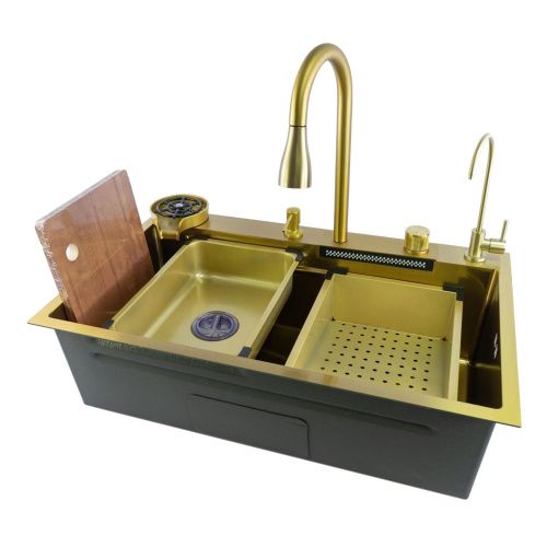 Кухонная мойка Fmark FSC003C 75х46 цвет золото поверхность матовая - фото 2