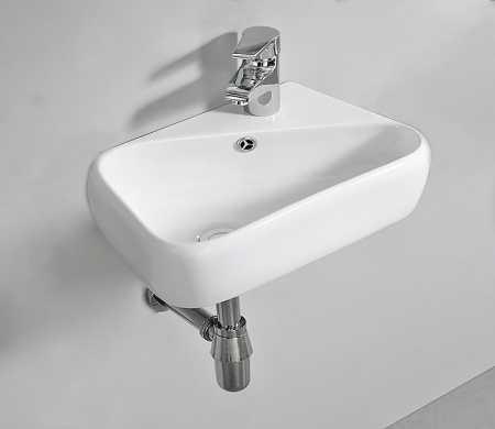 Раковина из санфаянса CeramaLux 9275L 45х28 подвесная цвет белый 1 отверстие под смеситель