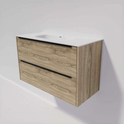 Тумба под раковину La Fenice Tesoro FNC-01-TES-DNN-100-2 99х44х62 подвесная цвет светло-коричневый - фото 4