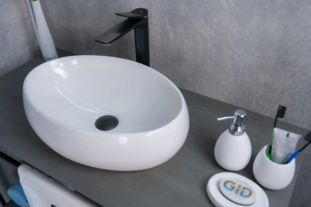 Раковина керамическая Gid Lago 51115 50х30 накладная цвет белый без отверстий под смеситель