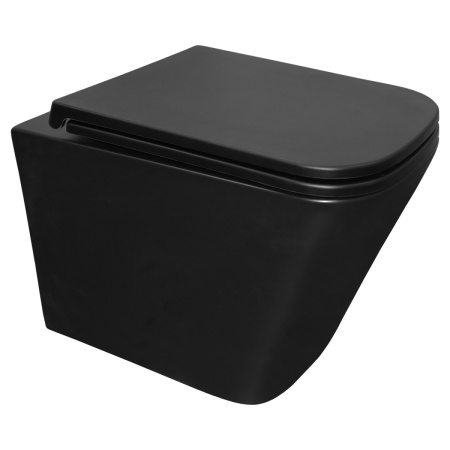 Унитаз подвесной Azario Teramo AZ-0052-UQ3MB черный матовый с сиденьем микролифт безободковый смыв торнадо