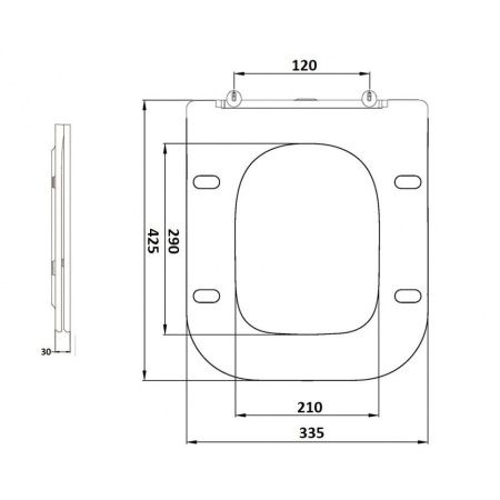 Унитаз приставной CeramaLux 215D белый с сиденьем микролифт каскадный смыв