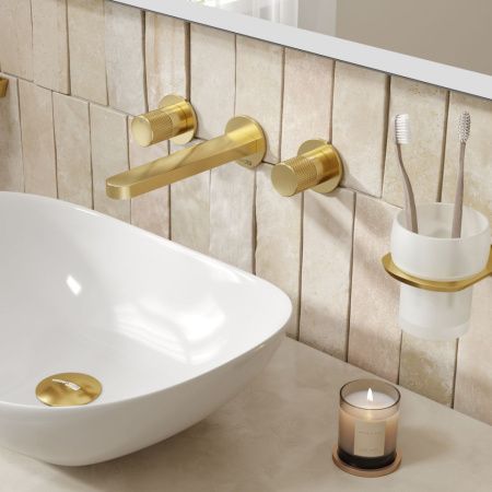 Смеситель для раковины Wasserkraft Schunter 8200 8245 встраиваемый в стену золото