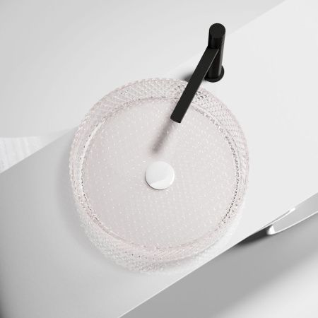 Раковина стеклянная Ceramica Nova CRISTAL CN6061 40х40 накладная цвет розовый без отверстий под смеситель