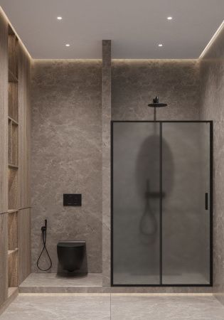 Душевая дверь Timo T02 120х195 стекло матовое профиль черный