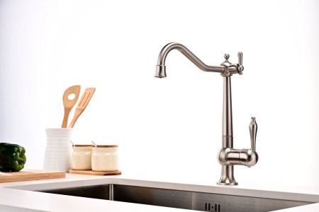 Смеситель для кухни Paulmark RETRO Re213226-BS на мойку никель