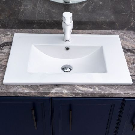 Раковина из сантехнического фарфора Melana 9070E-805 70х50 накладная цвет белый 1 отверстие под смеситель