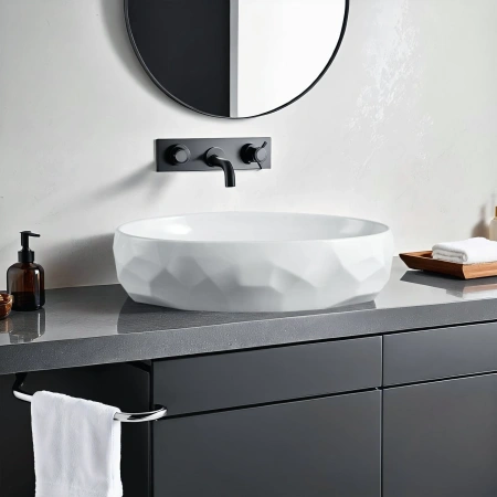 Раковина керамическая Gid Lago 51241 60х40 накладная цвет белый без отверстий под смеситель