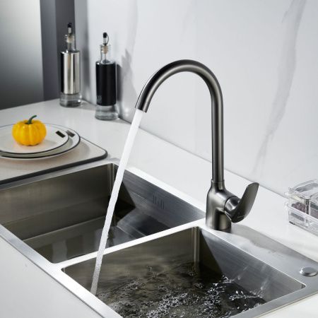 Смеситель для кухни Shevanik S5053T на мойку оружейная сталь