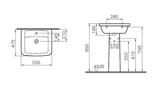 Раковина Vitra Form 300 55 см 9602B003-7650 подвесная цвет белый - фото 4