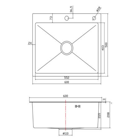 Кухонная мойка Fmark FSC6050C 60х50 цвет золото поверхность матовая