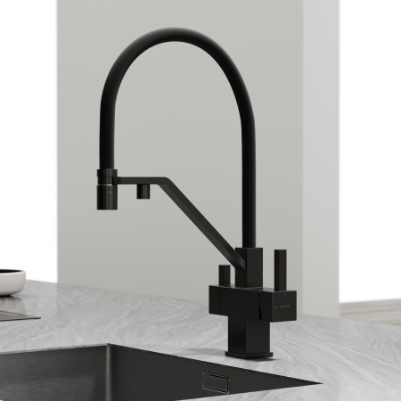 Смеситель для кухни Sancos Loro SC4007MB на мойку черный матовый/черный