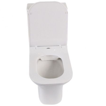 Унитаз напольный с бачком CeramaLux 1215A белый с сиденьем микролифт безободковый душевой смыв