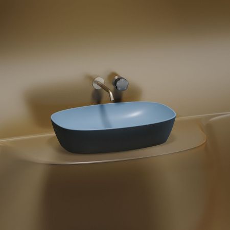 Раковина из сантехнического фарфора Ceramica Nova ELEMENT CN6049ML 60х40 накладная цвет синий без отверстий под смеситель
