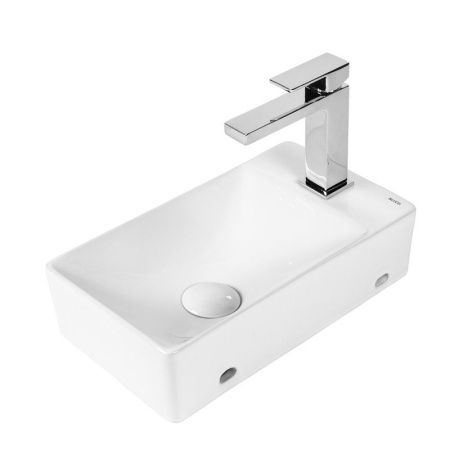 Раковина из сантехнического фарфора Bond Cube S12-380L 40х20 накладная цвет белый 1 отверстие под смеситель