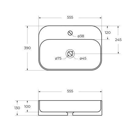 Раковина керамическая Cezares CZR-6616 60х40 накладная цвет белый 1 отверстие под смеситель
