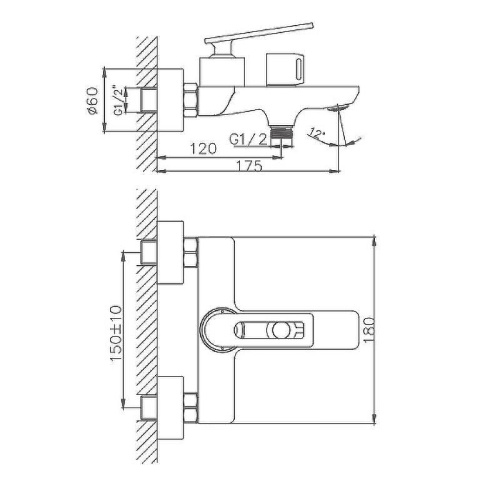 Cмеситель для ванны и душа Haiba HB60589 настенный хром - фото 3