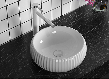 Раковина из сантехнического фарфора Cerutti SPA CR0007 41х41 накладная цвет белый без отверстий под смеситель