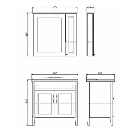 Зеркало-шкаф Comforty Палермо 00004143508CF 80х90 подвесной цвет белый